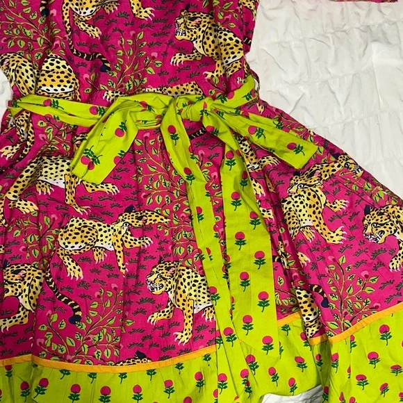 Printfresh Pink and Green Leopard Print Dress - Picture 4 of 5